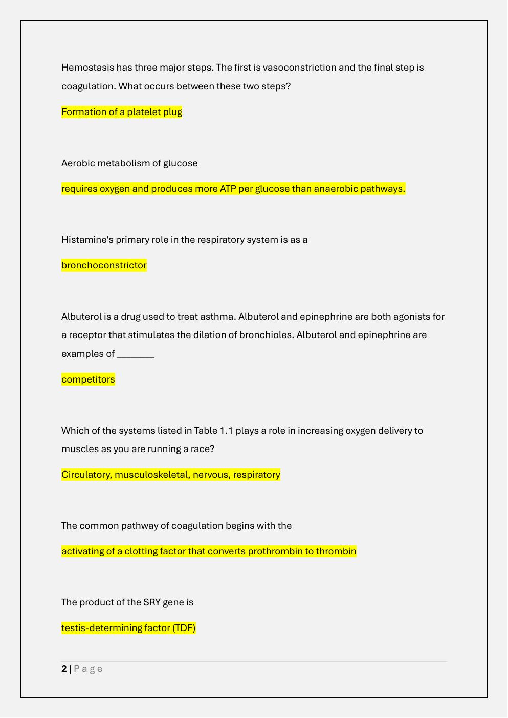 Preview page 2 of PHYS 261 PHYSIOLOGY FINAL EXAM/PHYS  261 FINAL EXAM