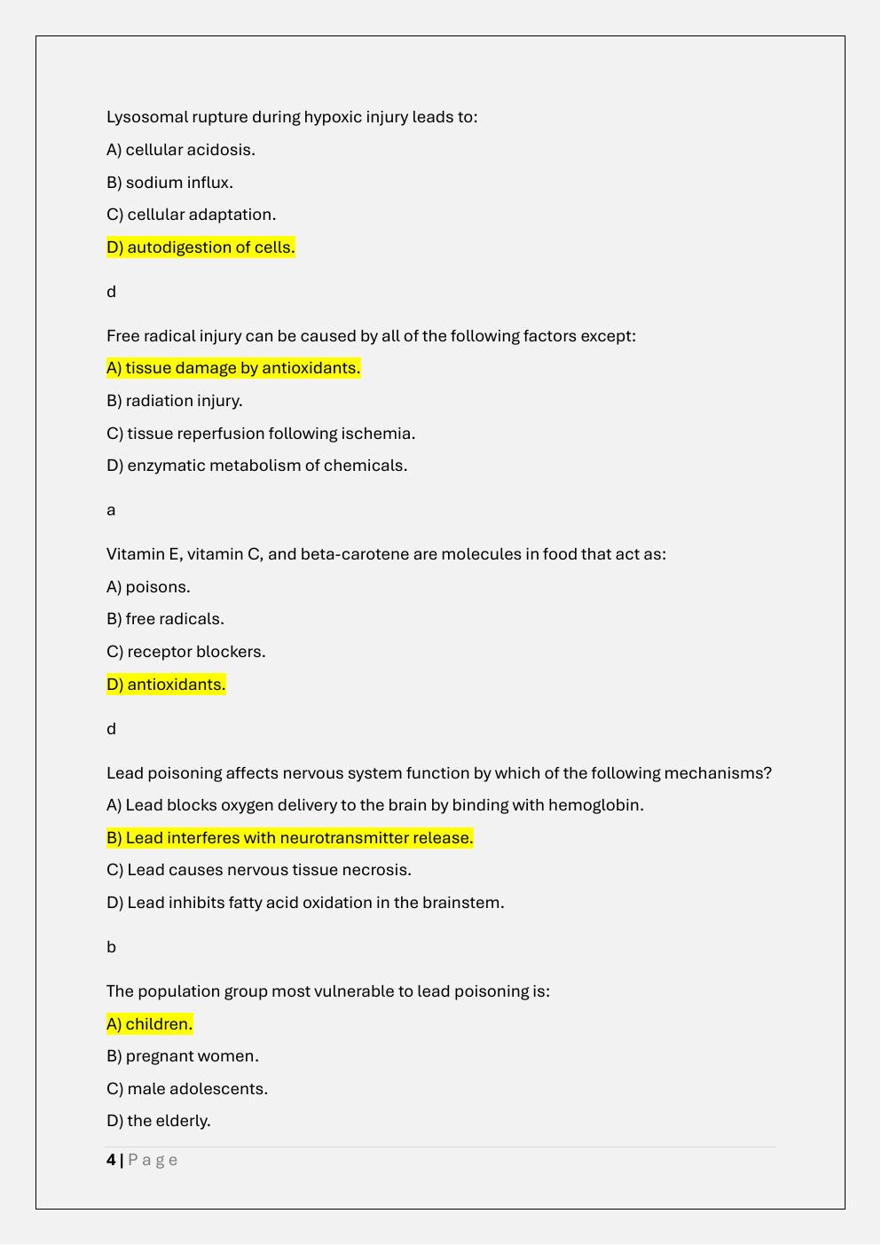 Preview page 4 of NURS 611 ADVANCED PATHOPHYSIOLOGY  EXAM 1 PREP /NURS 611 EXAM 1