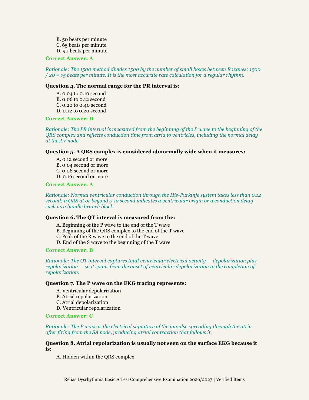 Preview page 3 of Relias Dysrhythmia Basic A Test | Relias Learning | Academic Year 2026/2027 | Comprehensive Competency Examination | 55