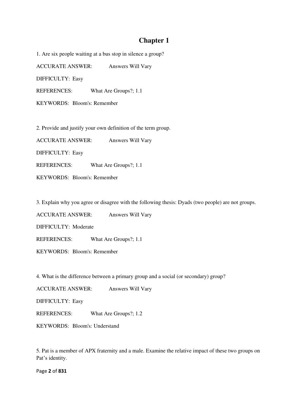 Preview page 2 of Test Bank for Group Dynamics 7th Edition, by Donelson Forsyth All Chapters A+