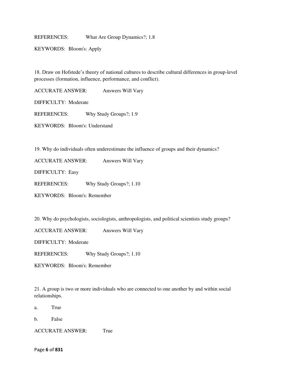 Preview page 6 of Test Bank for Group Dynamics 7th Edition, by Donelson Forsyth All Chapters A+