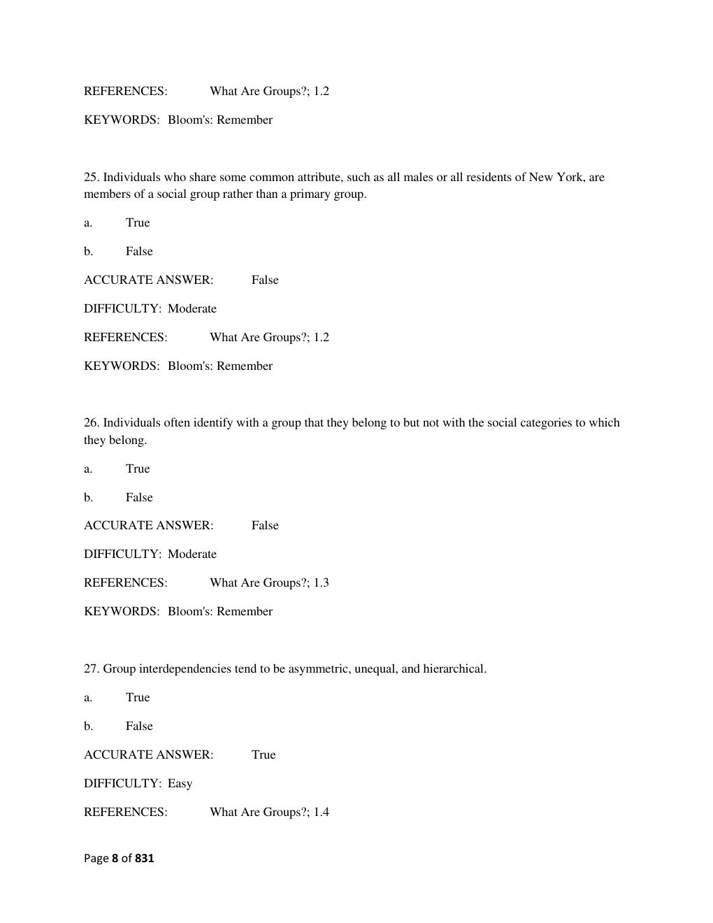 Preview page 8 of Test Bank for Group Dynamics 7th Edition, by Donelson Forsyth All Chapters A+