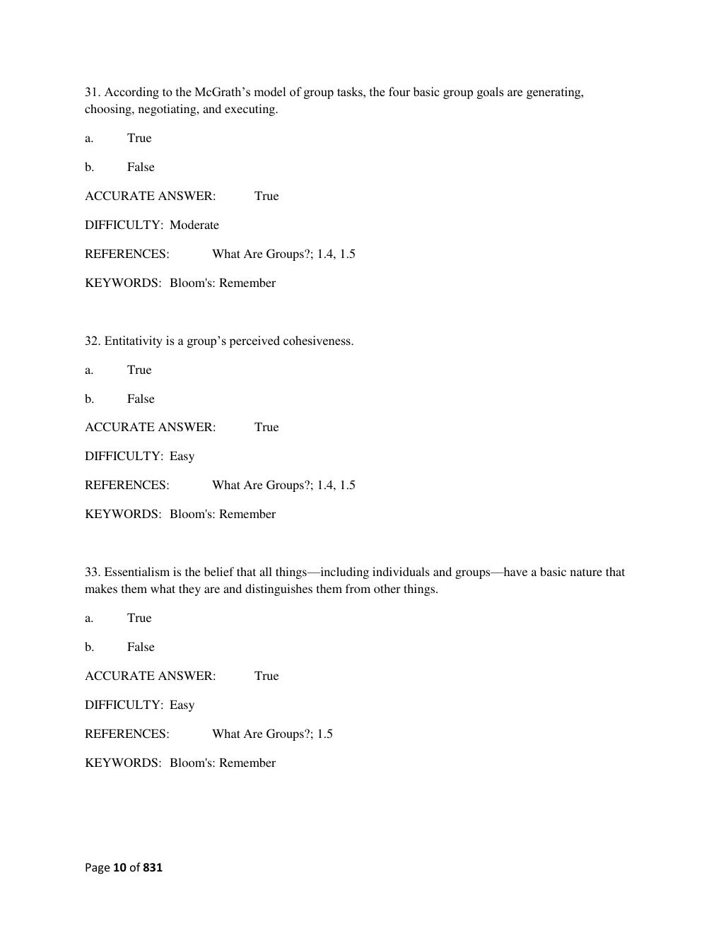 Preview page 10 of Test Bank for Group Dynamics 7th Edition, by Donelson Forsyth All Chapters A+