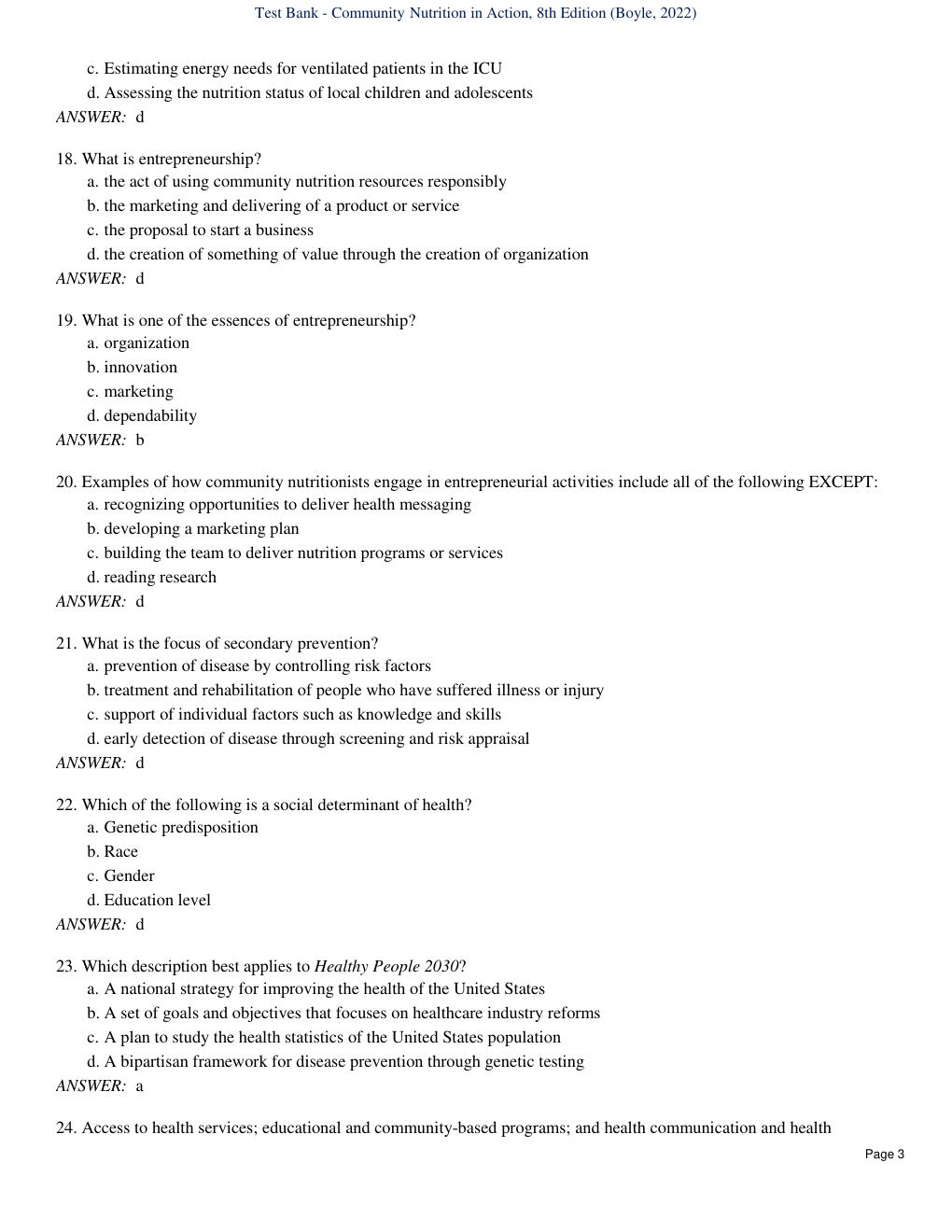 Preview page 5 of Test Bank - Community Nutrition in Action, 8th Edition