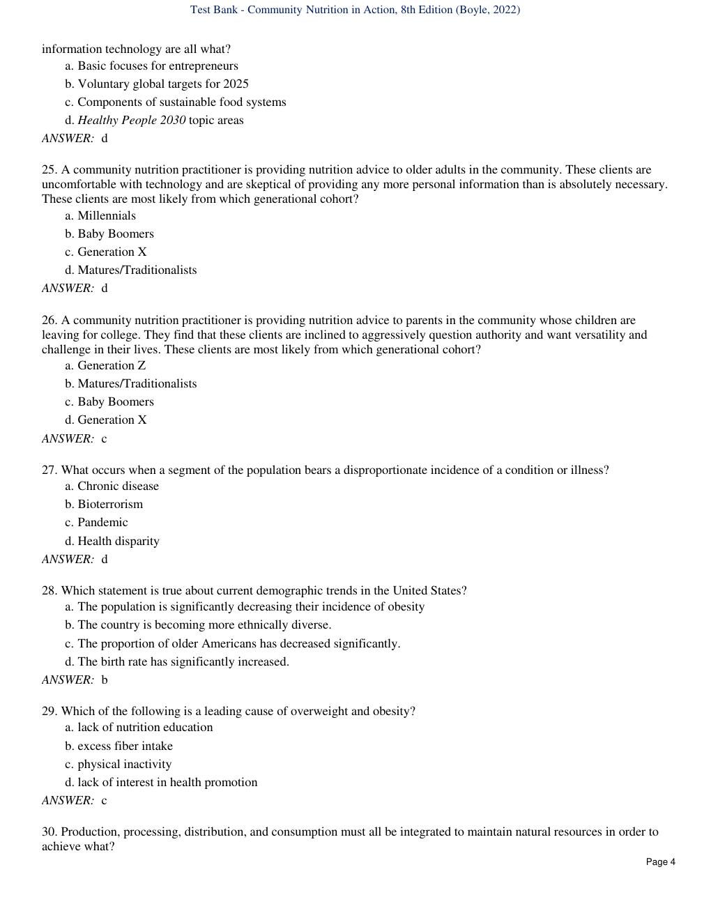 Preview page 6 of Test Bank - Community Nutrition in Action, 8th Edition