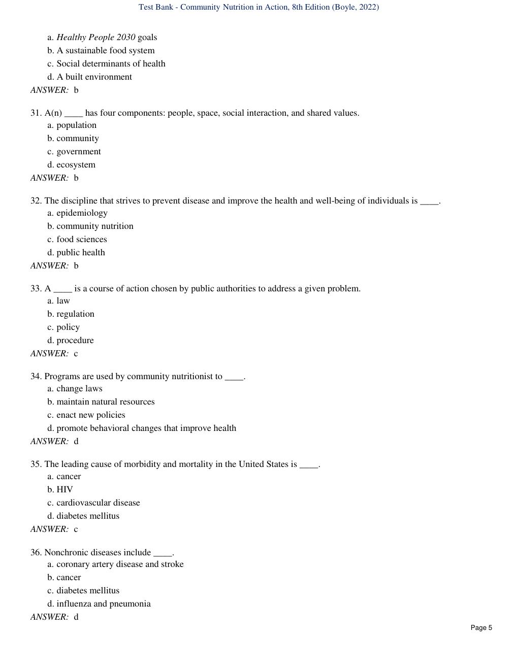 Preview page 7 of Test Bank - Community Nutrition in Action, 8th Edition