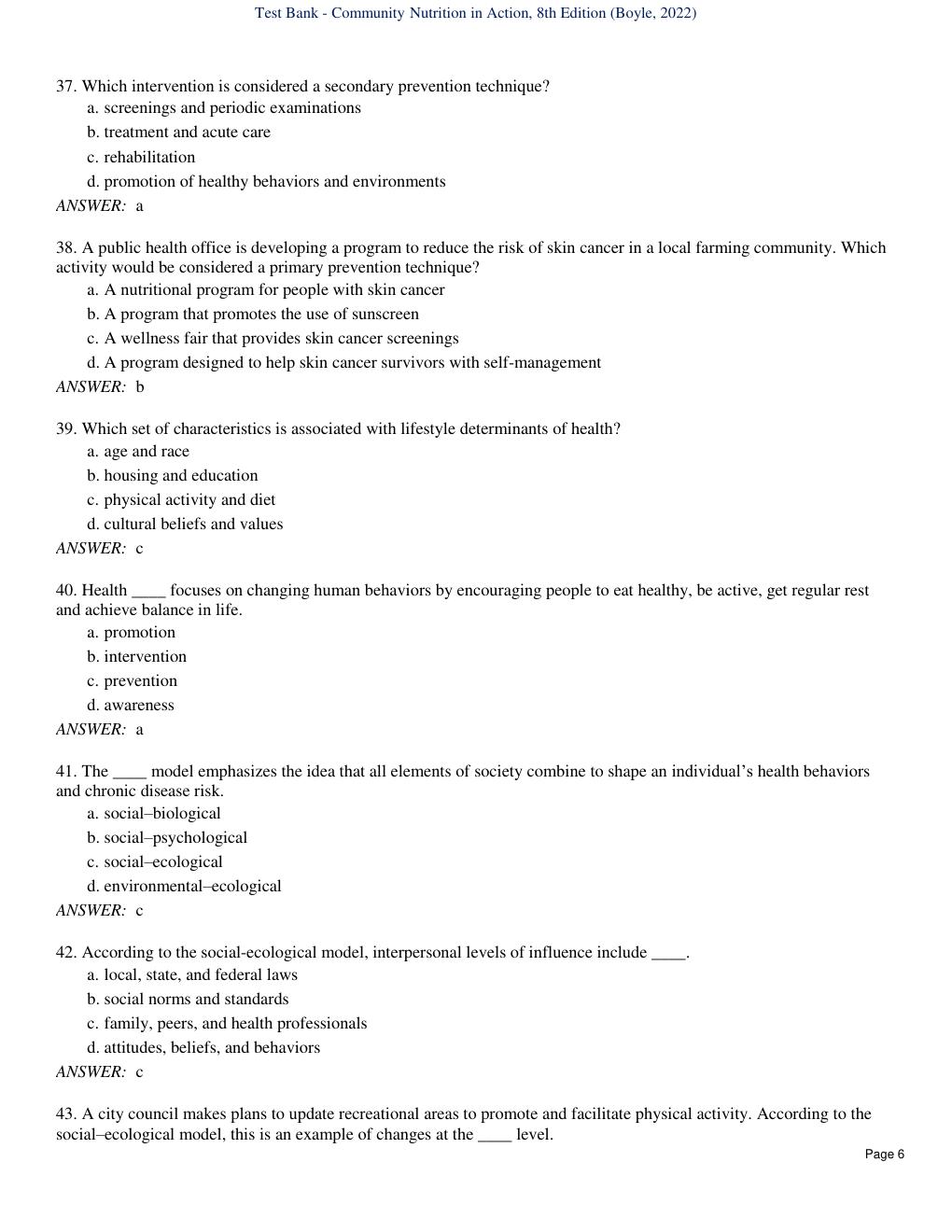Preview page 8 of Test Bank - Community Nutrition in Action, 8th Edition