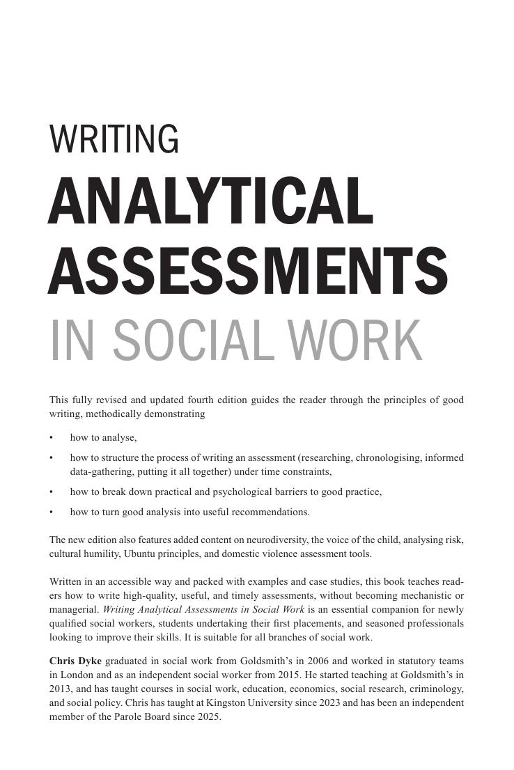 Preview page 2 of Writing Analytical Assessments in Social Work 4th Edition By Dyke, Chris