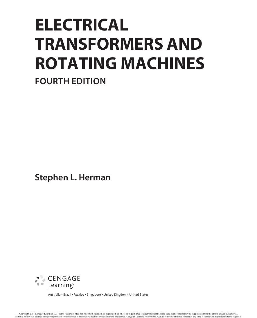 Preview page 2 of Electrical Transformers and Rotating Machines 4th Edition By Stephen Herman