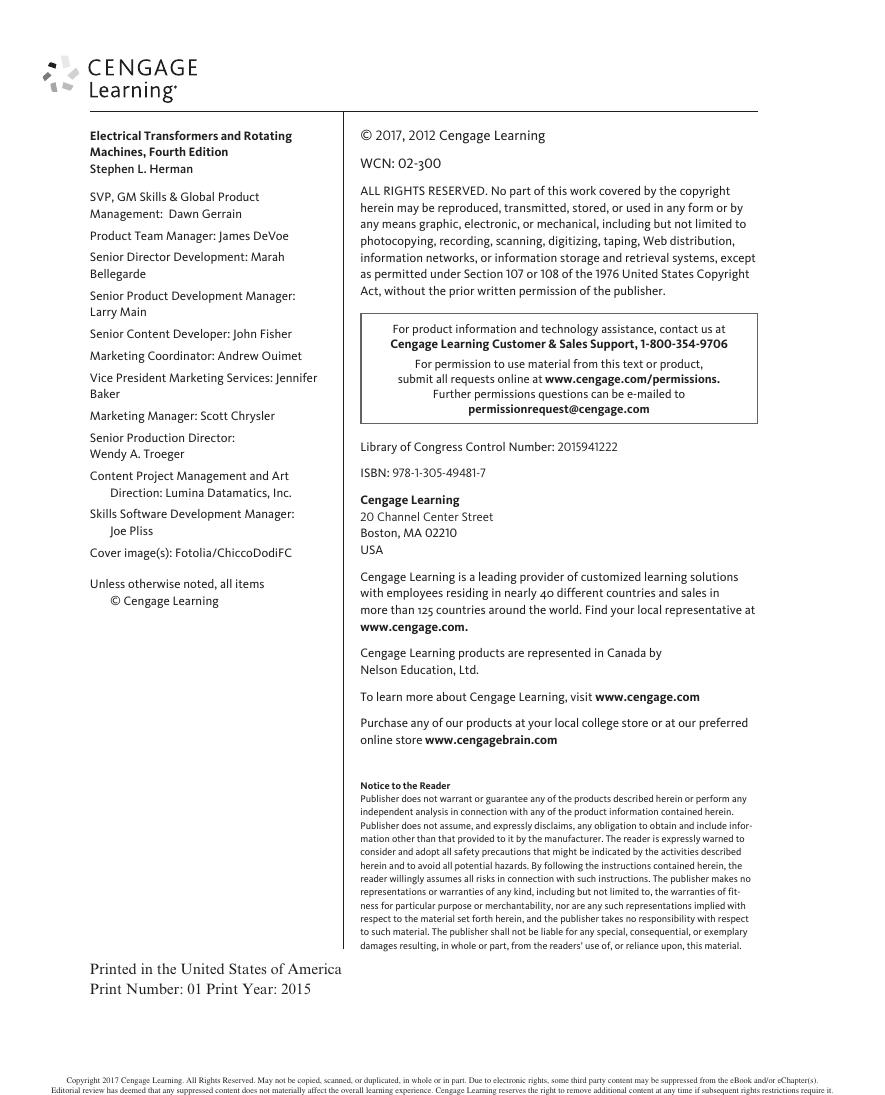 Preview page 4 of Electrical Transformers and Rotating Machines 4th Edition By Stephen Herman