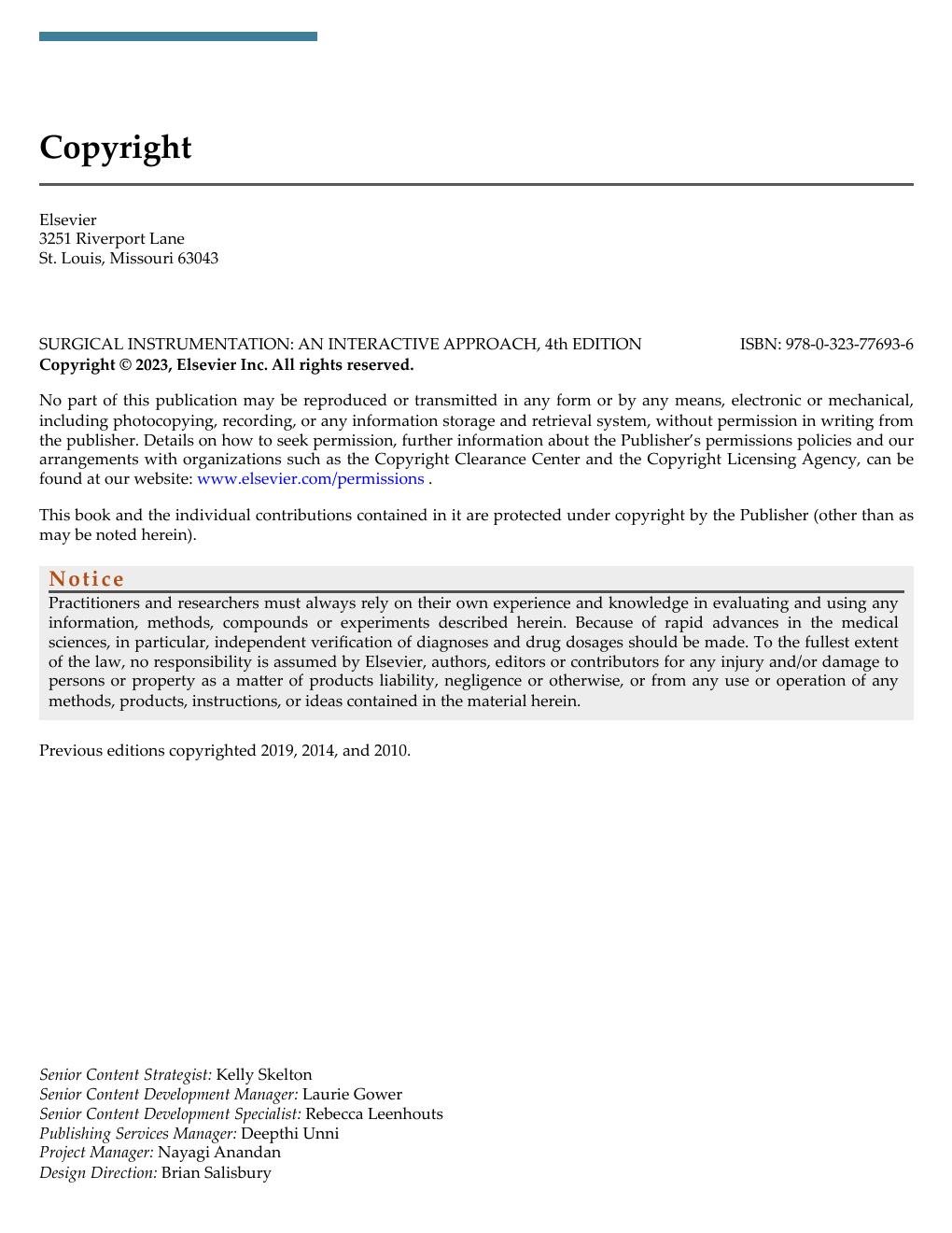 Preview page 5 of Surgical Instrumentation 4th Edition By Renee Nemitz