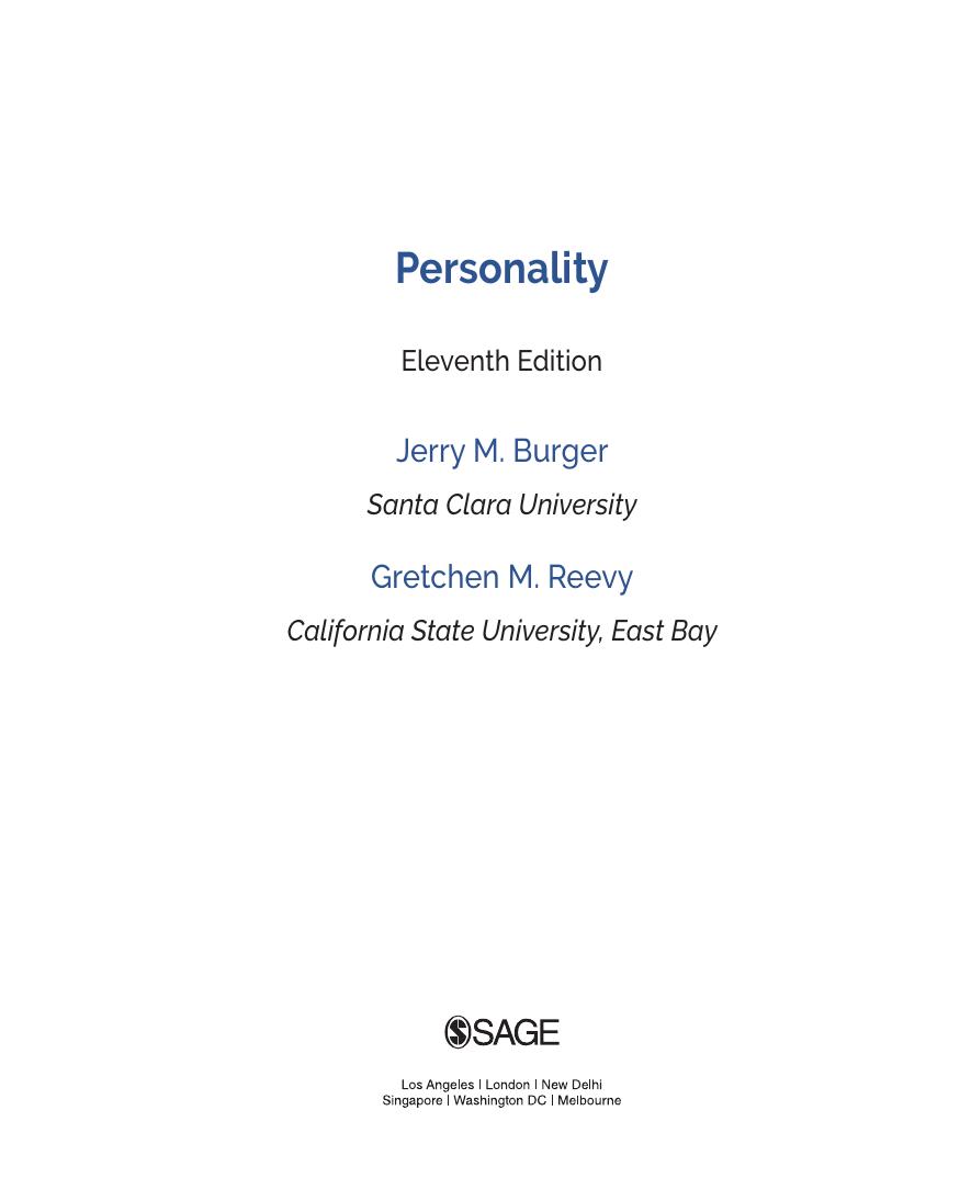 Preview page 4 of Personality 11th Edition By Jerry Burger, Gretchen Reevy