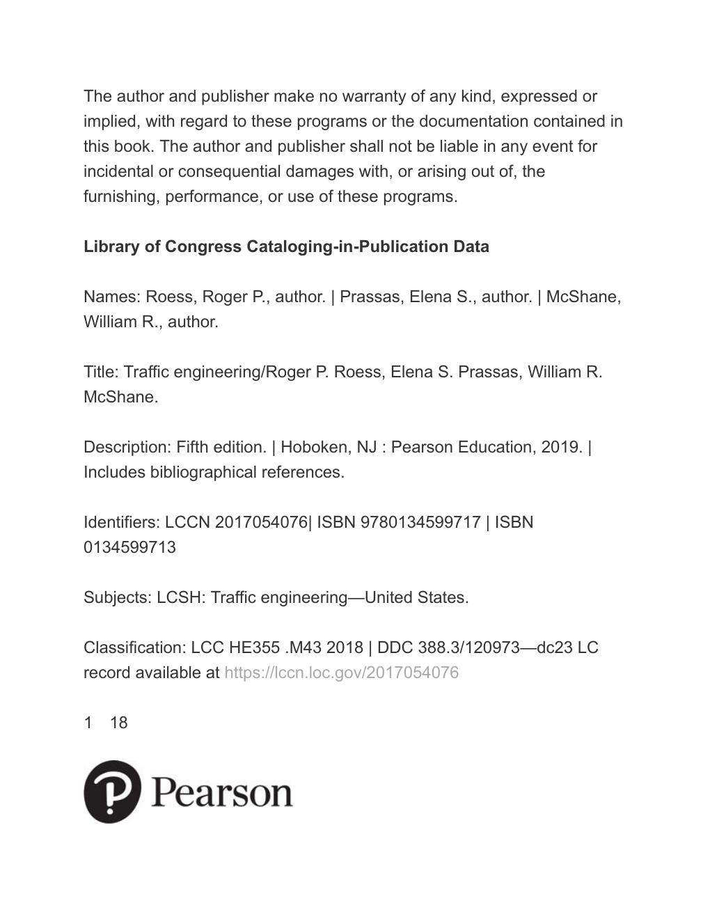 Preview page 6 of Traffic Engineering 5th Edition By Roger Roess, Elena Prassas, William McShane