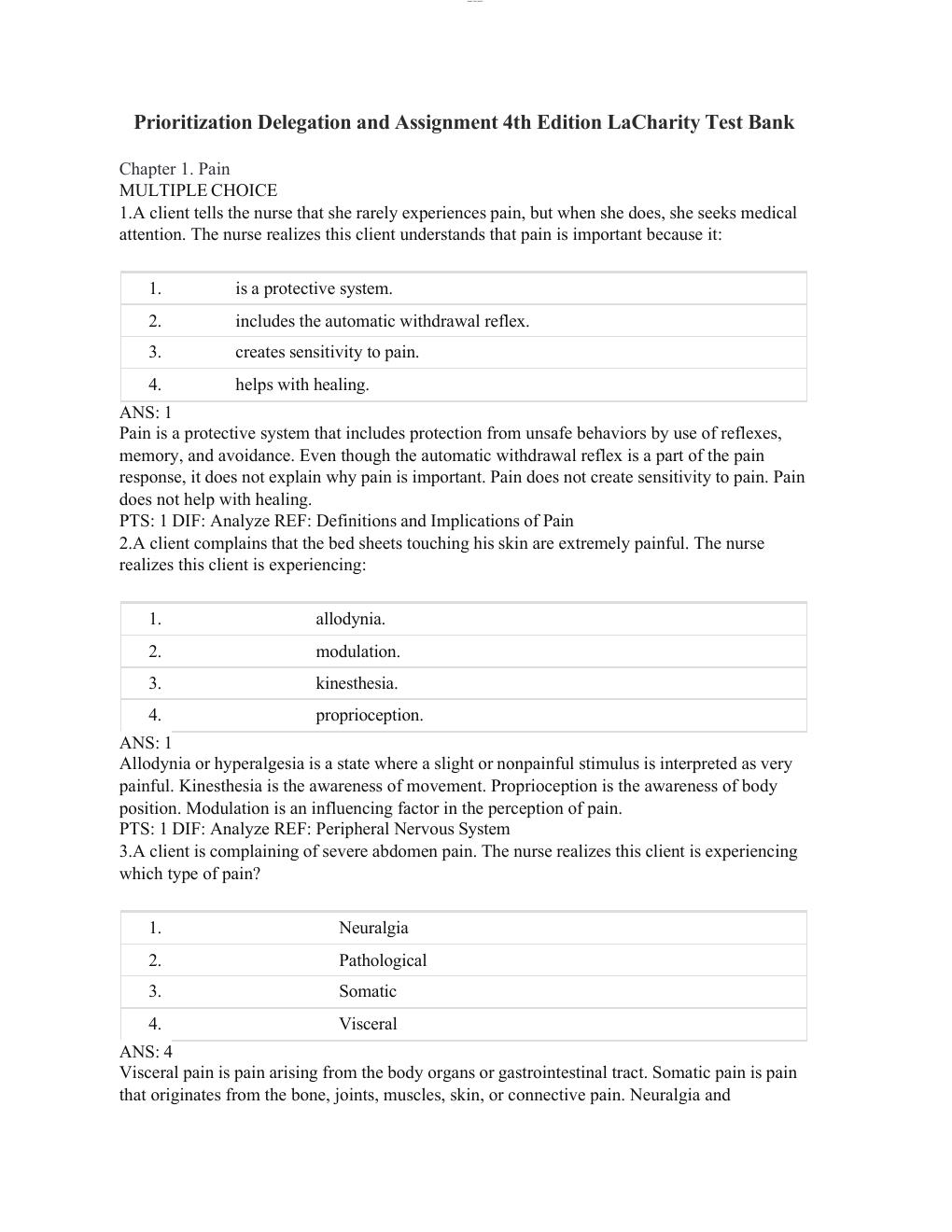 Preview page 2 of Prioritization Delegation and Assignment 4th Edition By LaCharity Test Bank