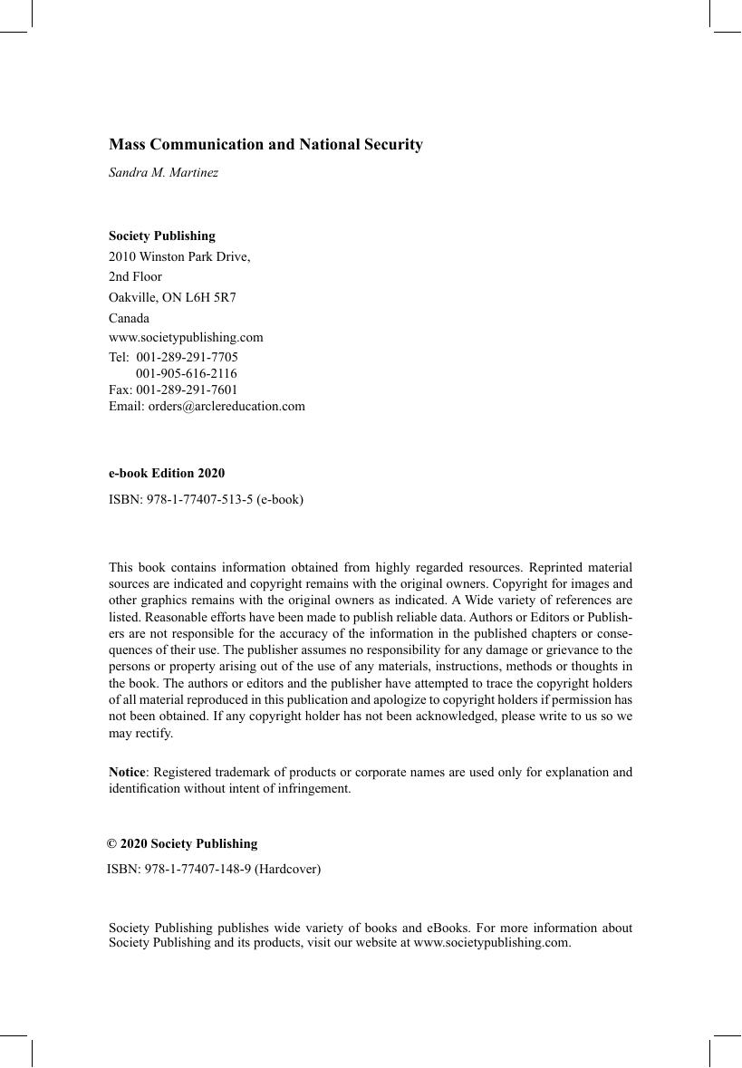 Preview page 4 of Mass Communication and National Security 1st Edition By Sandra M. Martinez