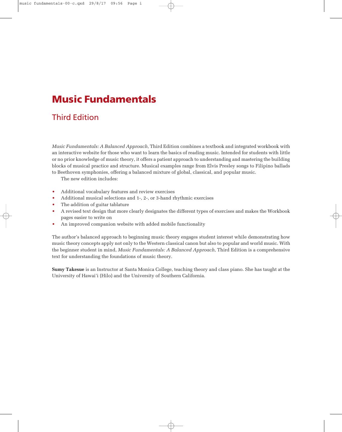 Preview page 3 of Music Fundamentals A Balanced Approach 3rd Edition By Sumy Takesue
