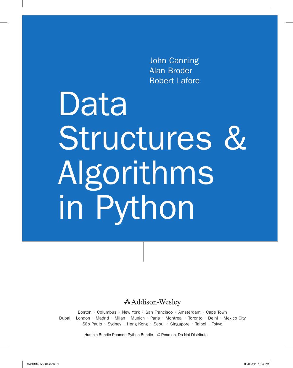 Preview page 2 of Data Structures & Algorithms in Python 1st Edition By Robert Lafore, Alan Broder, John Canning