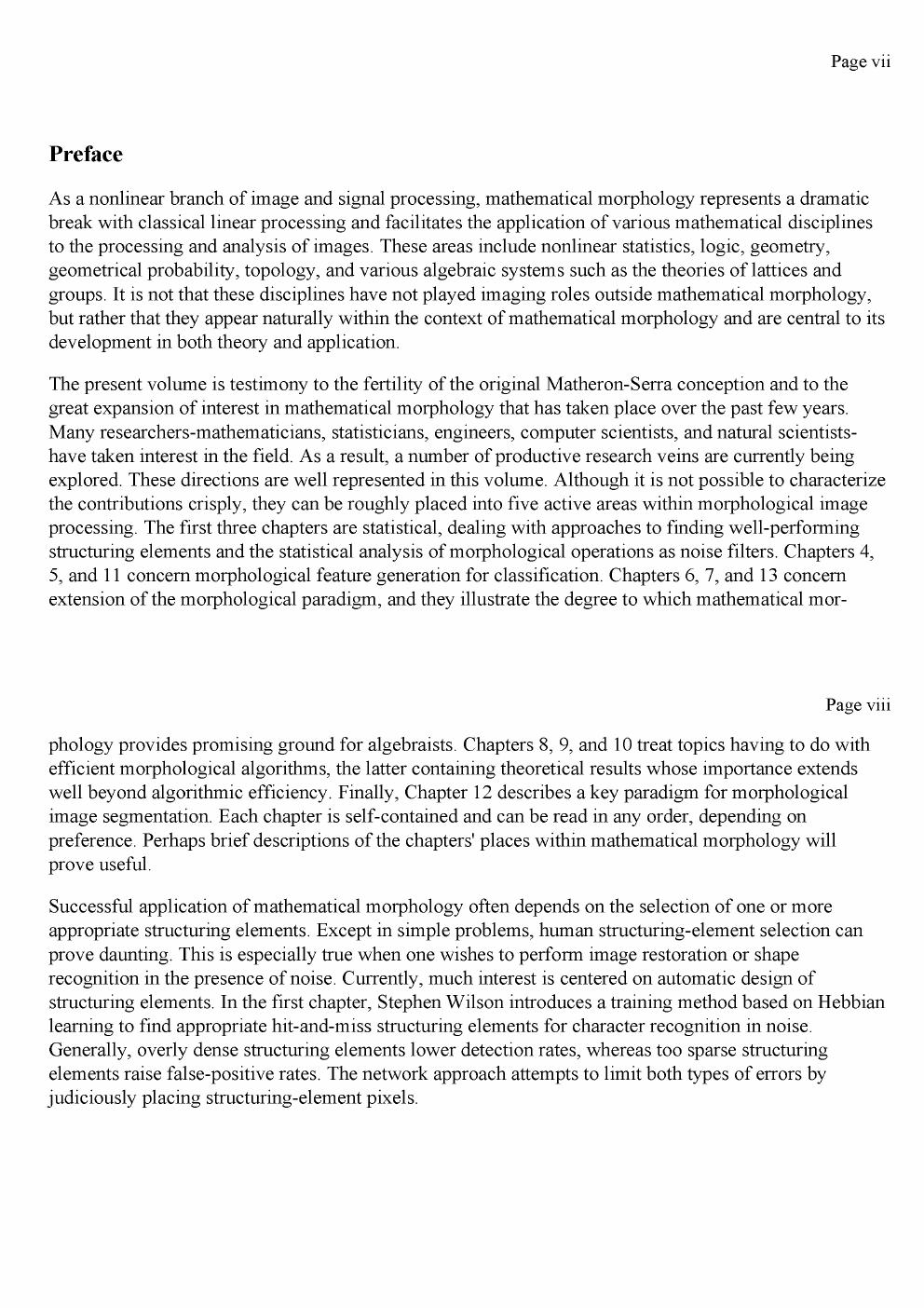 Preview page 6 of Mathematical Morphology in Image Processing 1st Edition By Edward Dougherty