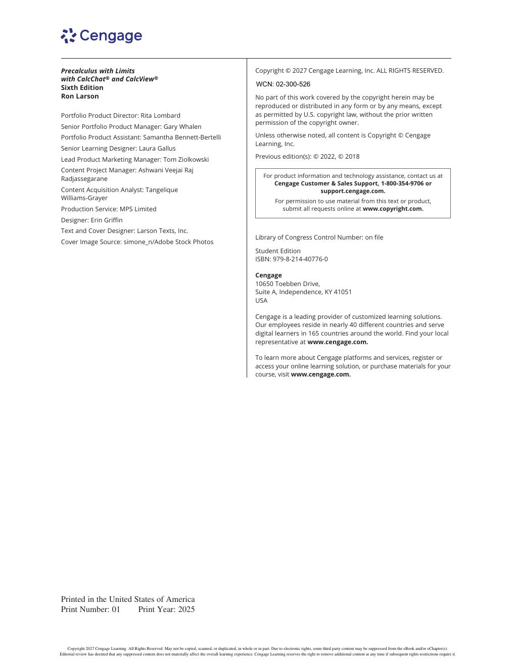 Preview page 10 of Precalculus with Limits 6th Edition By Ron Larson