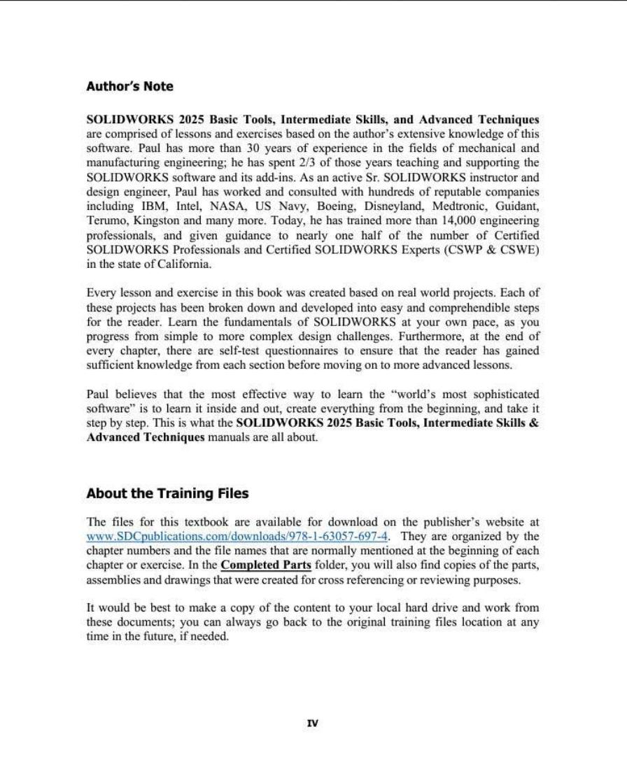 Preview page 8 of SOLIDWORKS 2025 Basic Tools Getting Started with Parts, Assemblies and Drawings 1st Edition By Paul Tran
