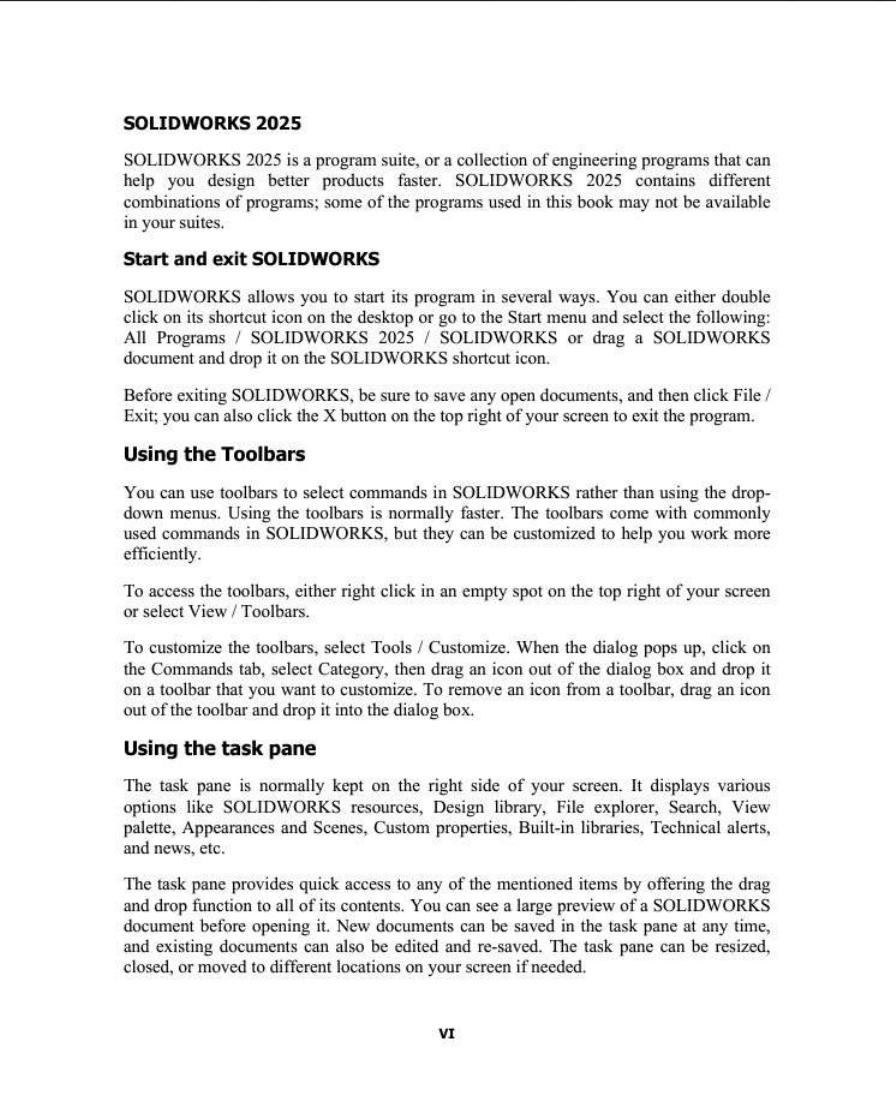 Preview page 10 of SOLIDWORKS 2025 Basic Tools Getting Started with Parts, Assemblies and Drawings 1st Edition By Paul Tran