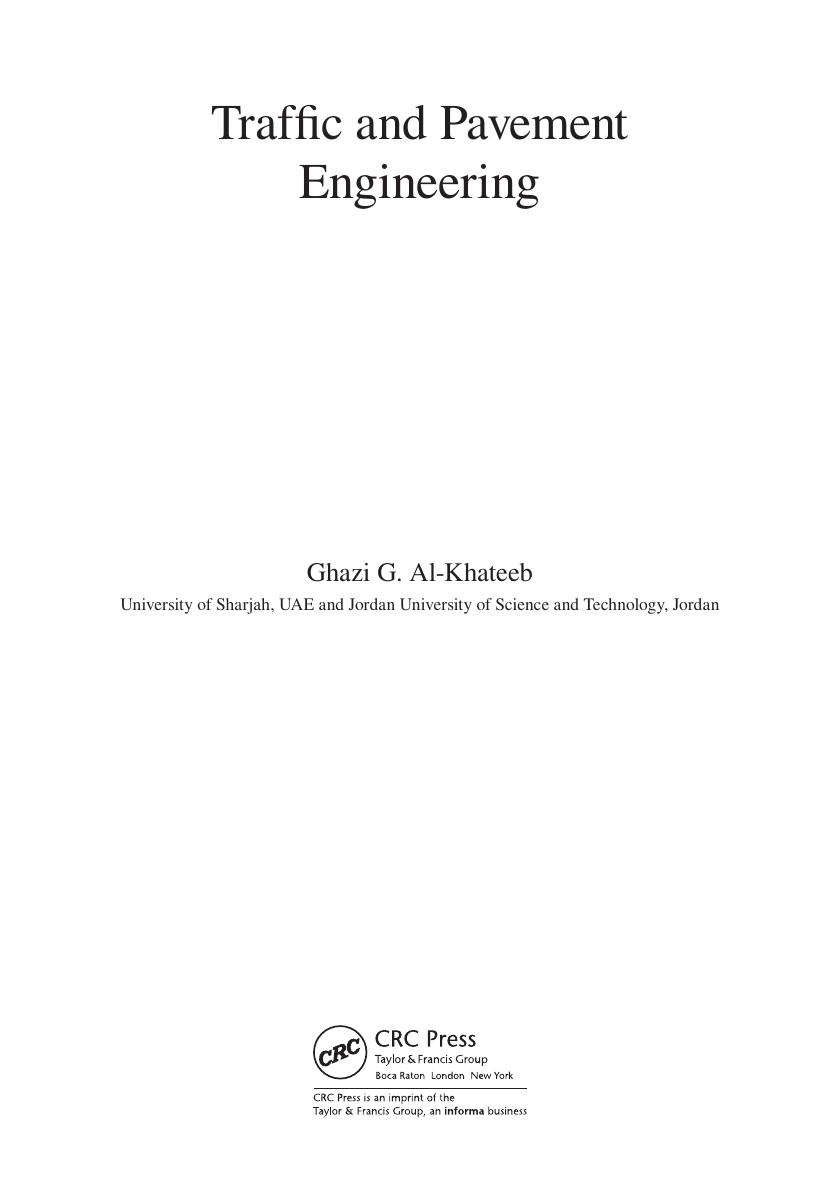 Preview page 5 of Traffic and Pavement Engineering 1st Edition By Ghazi G. Al-Khateeb