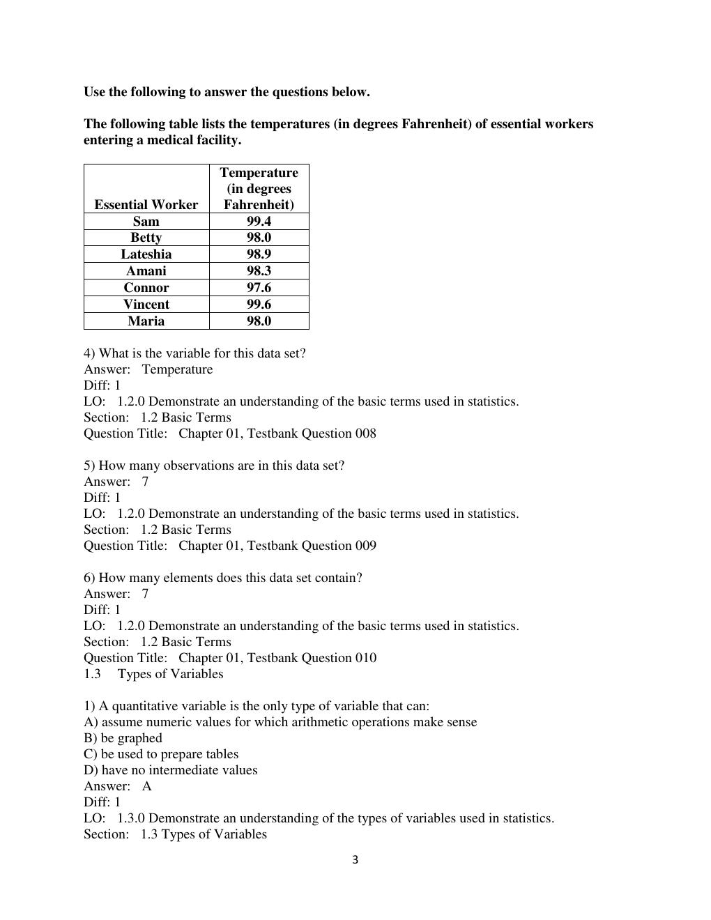 Preview page 3 of Test Bank For  Introductory Statistics, 10th Edition by Prem S. Mann Chapter 1-15
