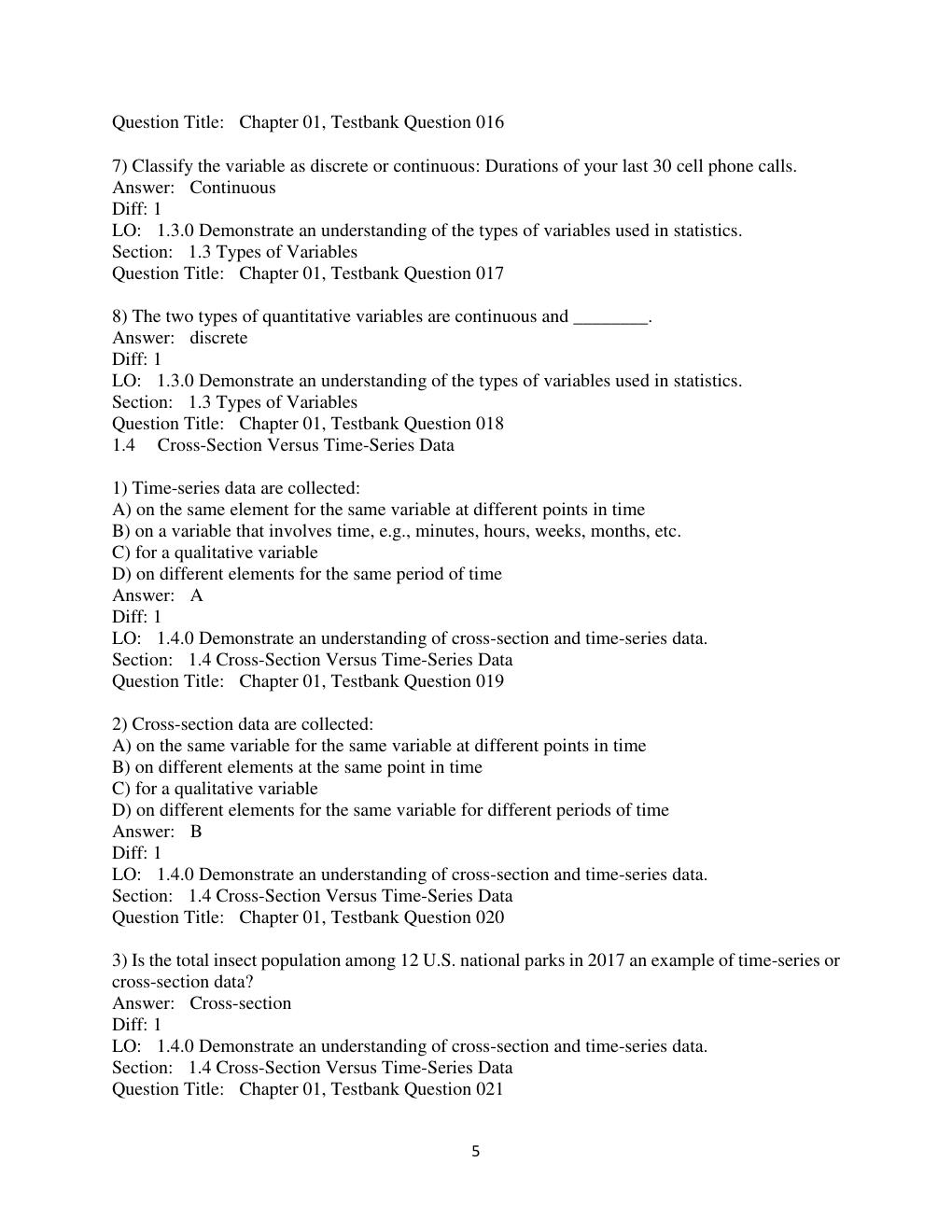 Preview page 5 of Test Bank For  Introductory Statistics, 10th Edition by Prem S. Mann Chapter 1-15