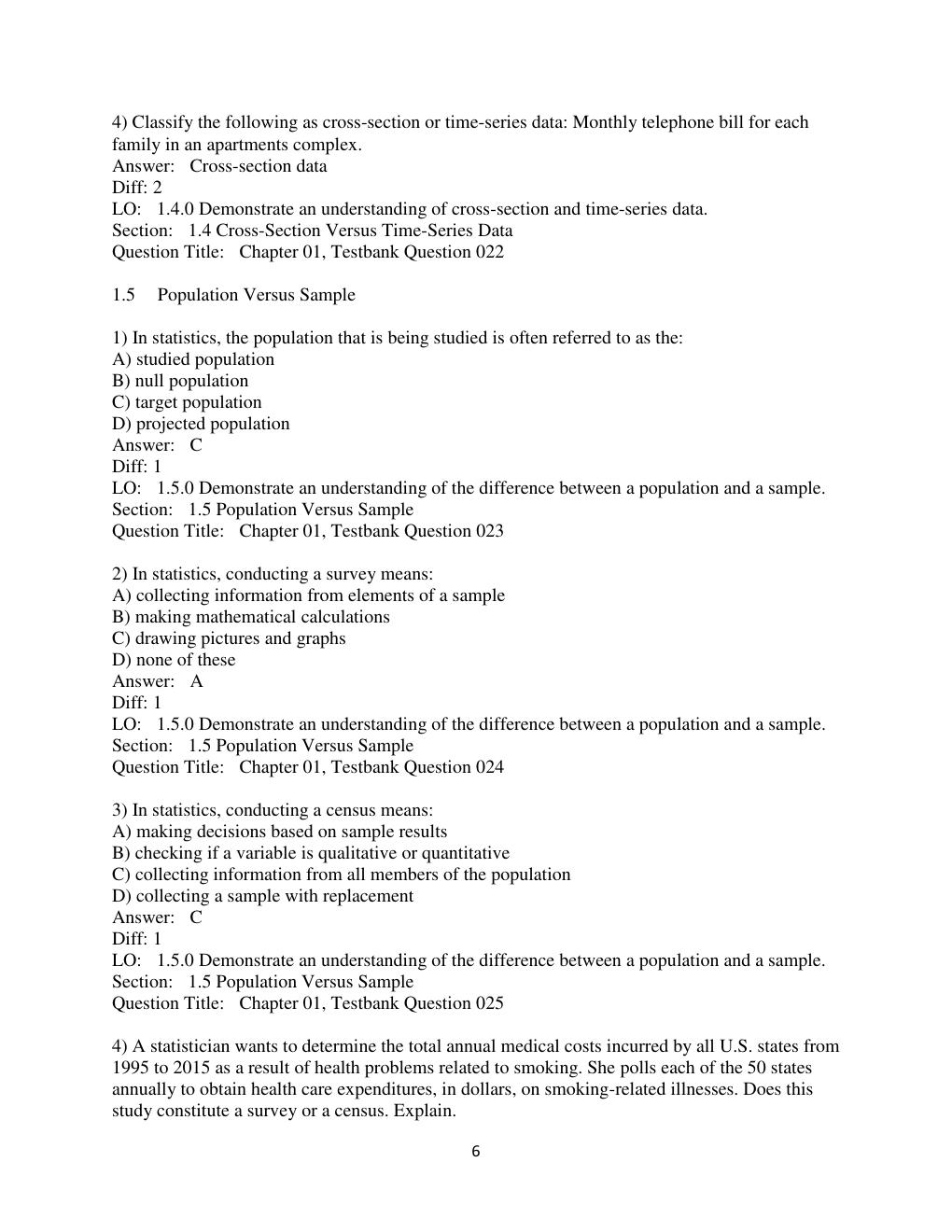 Preview page 6 of Test Bank For  Introductory Statistics, 10th Edition by Prem S. Mann Chapter 1-15