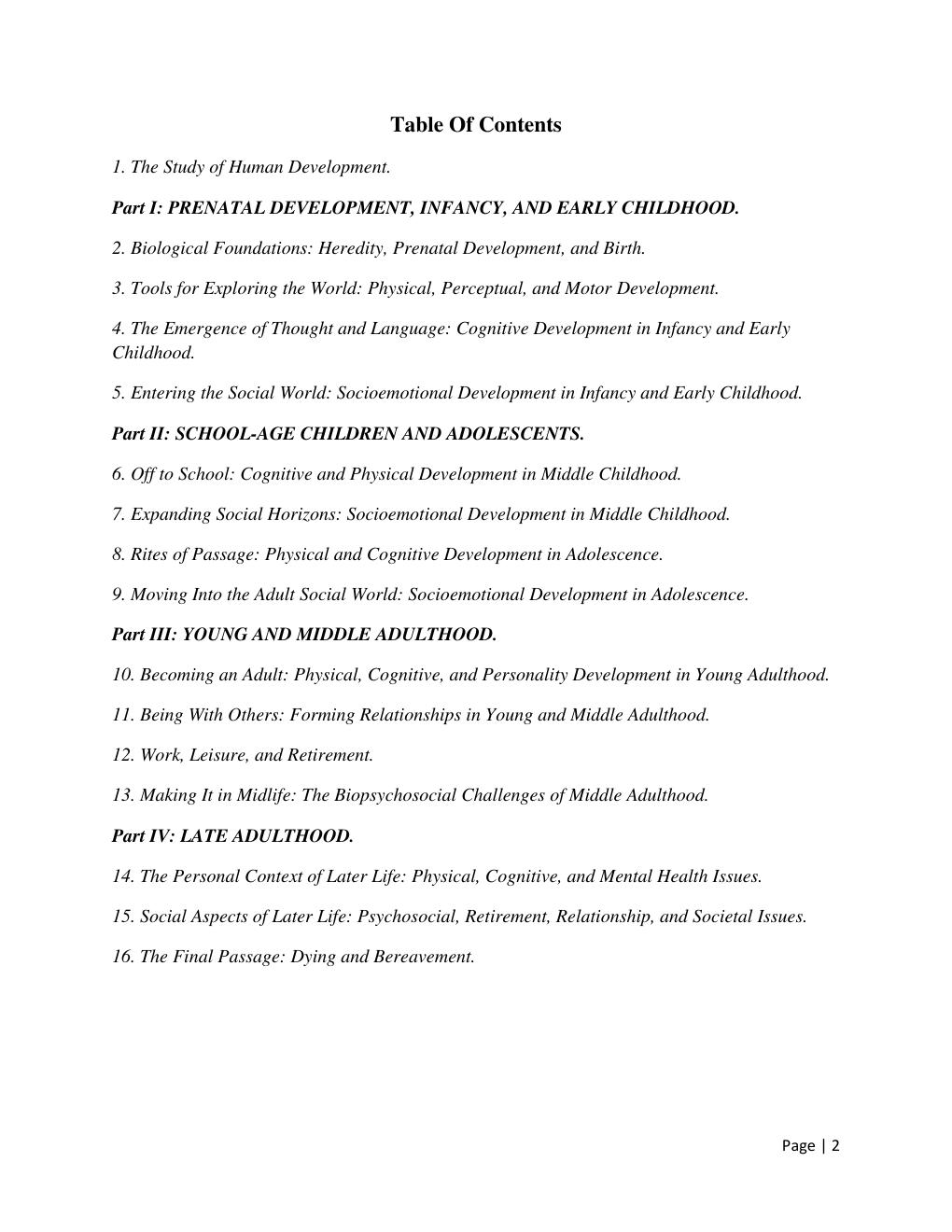 Preview page 2 of Test Bank for Human Development: A Life -Span View 8th Edition by Robert Kail & John Cavanaugh All Chapters 1 -16