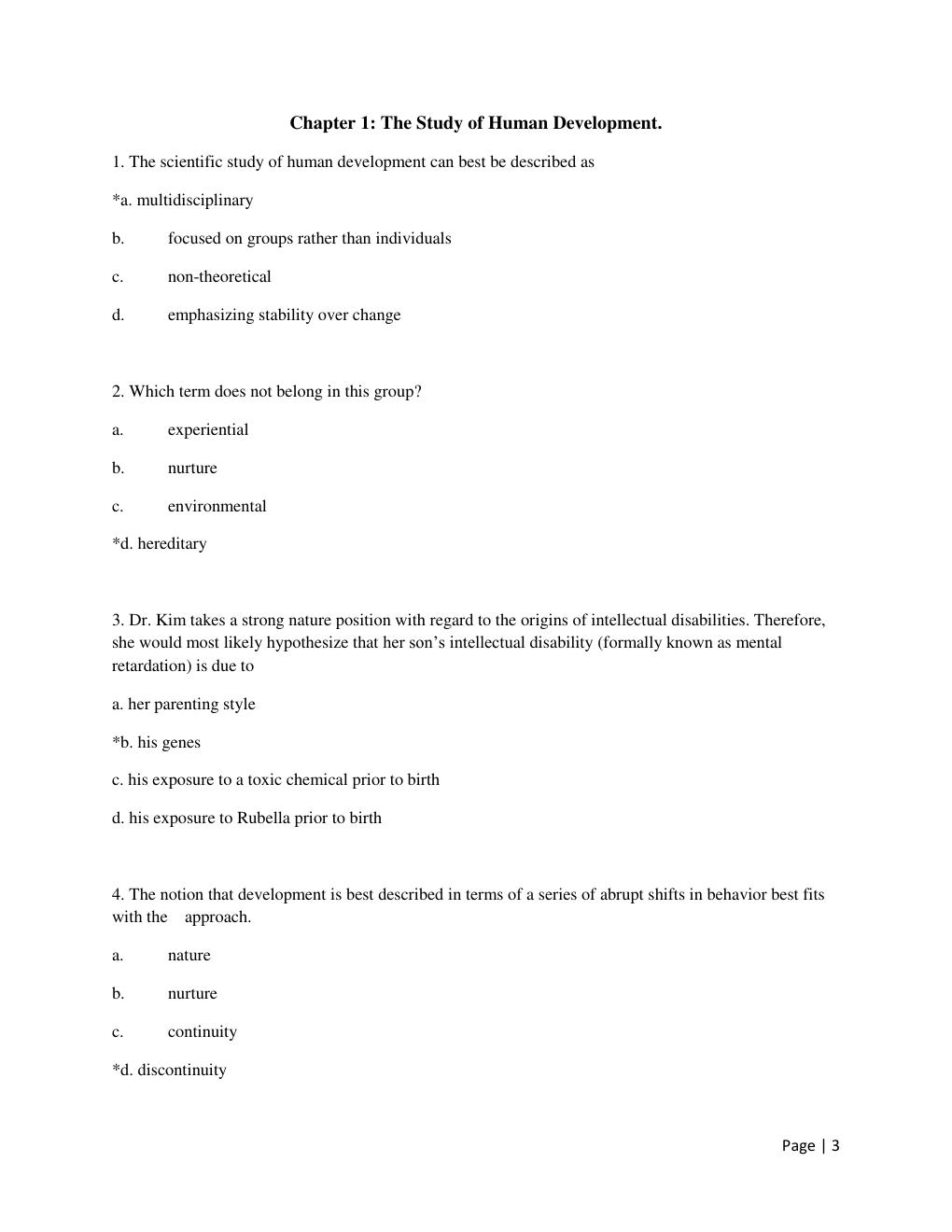 Preview page 3 of Test Bank for Human Development: A Life -Span View 8th Edition by Robert Kail & John Cavanaugh All Chapters 1 -16