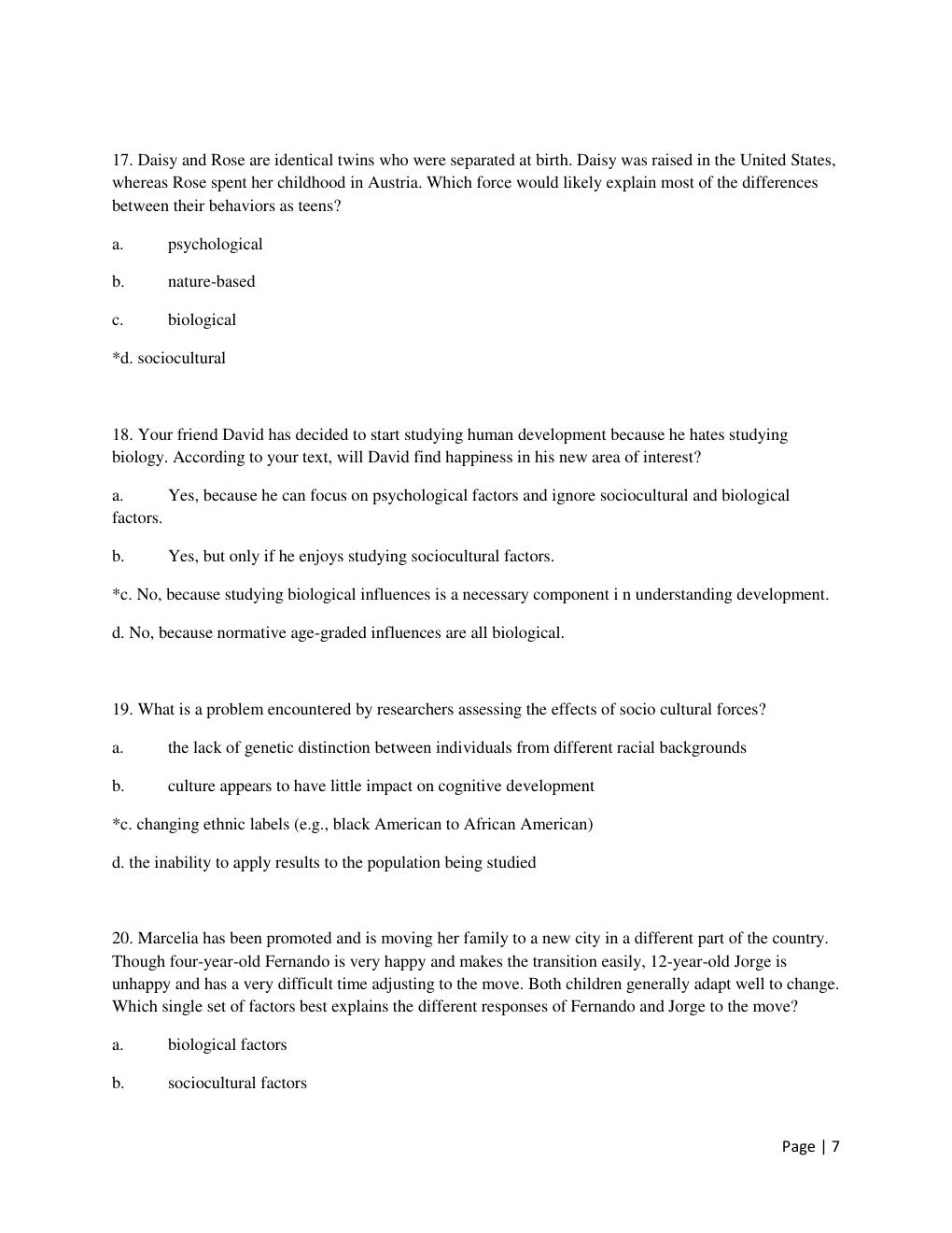 Preview page 7 of Test Bank for Human Development: A Life -Span View 8th Edition by Robert Kail & John Cavanaugh All Chapters 1 -16