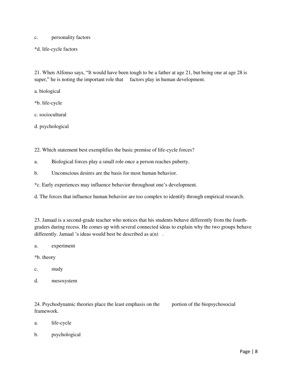 Preview page 8 of Test Bank for Human Development: A Life -Span View 8th Edition by Robert Kail & John Cavanaugh All Chapters 1 -16