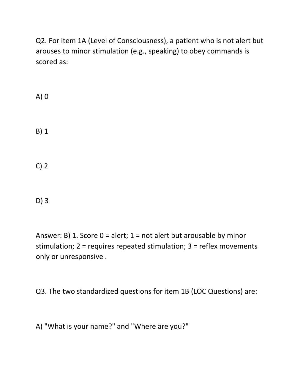 Preview page 2 of Nih stroke scale (nihss) group a patient 1-6 verified answers & certification guide ..