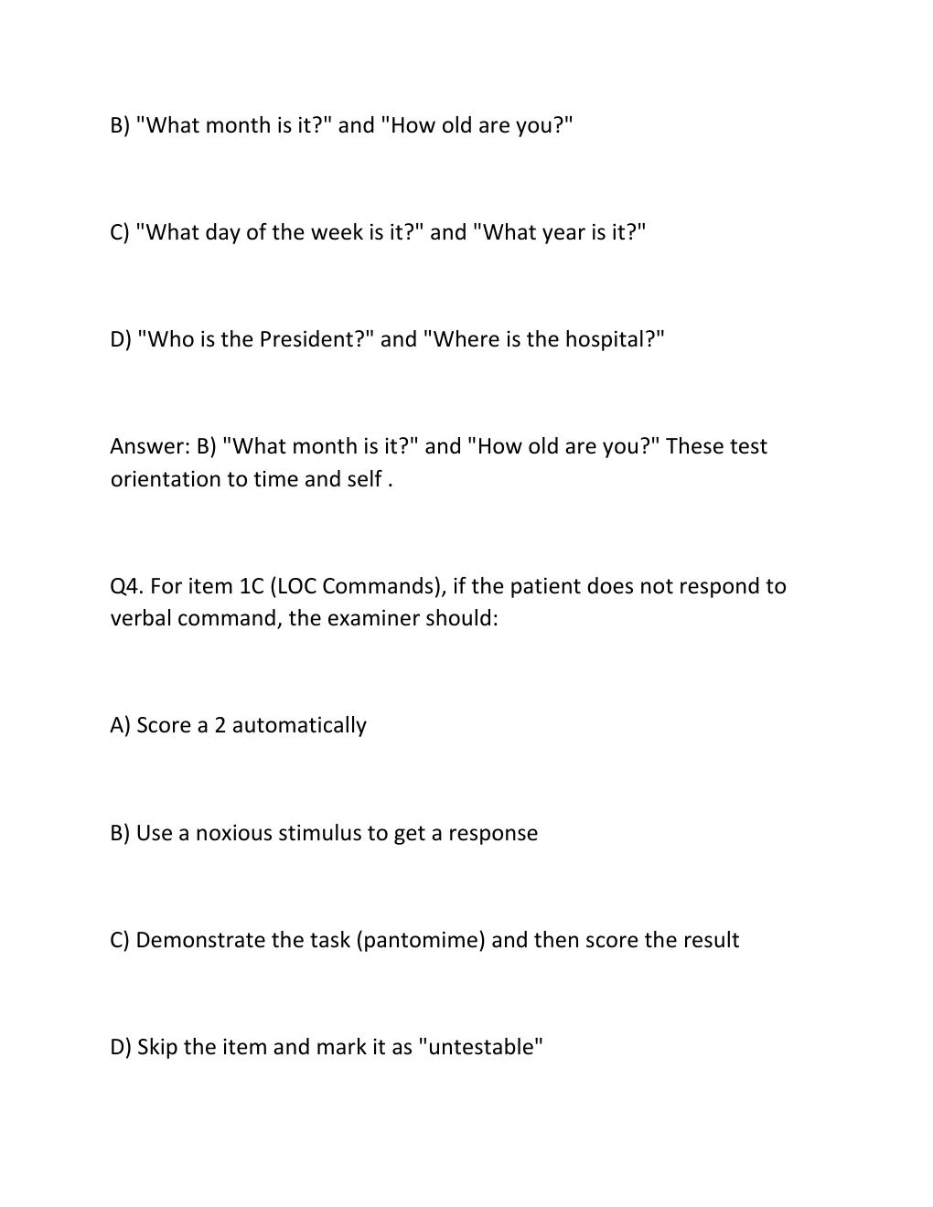 Preview page 3 of Nih stroke scale (nihss) group a patient 1-6 verified answers & certification guide ..