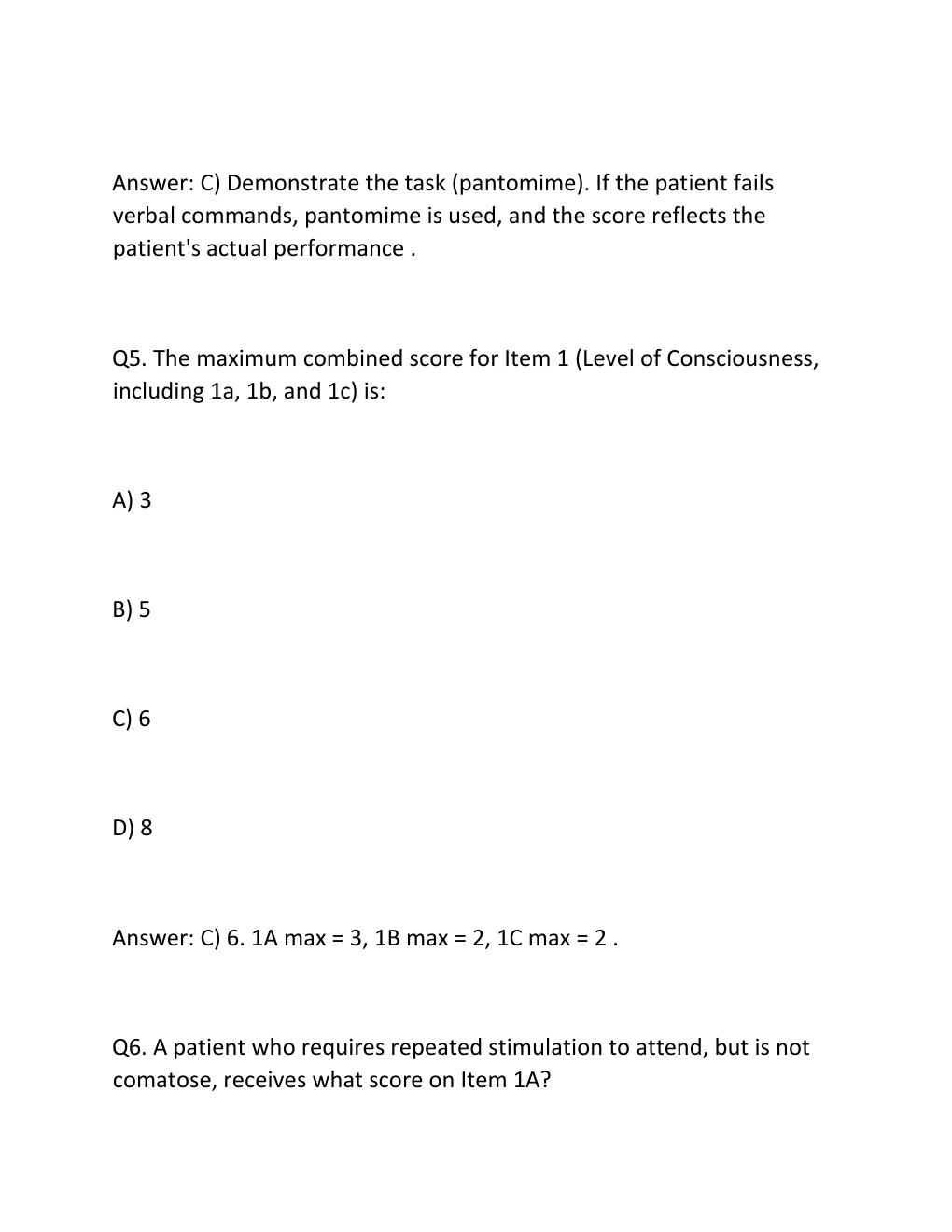 Preview page 4 of Nih stroke scale (nihss) group a patient 1-6 verified answers & certification guide ..
