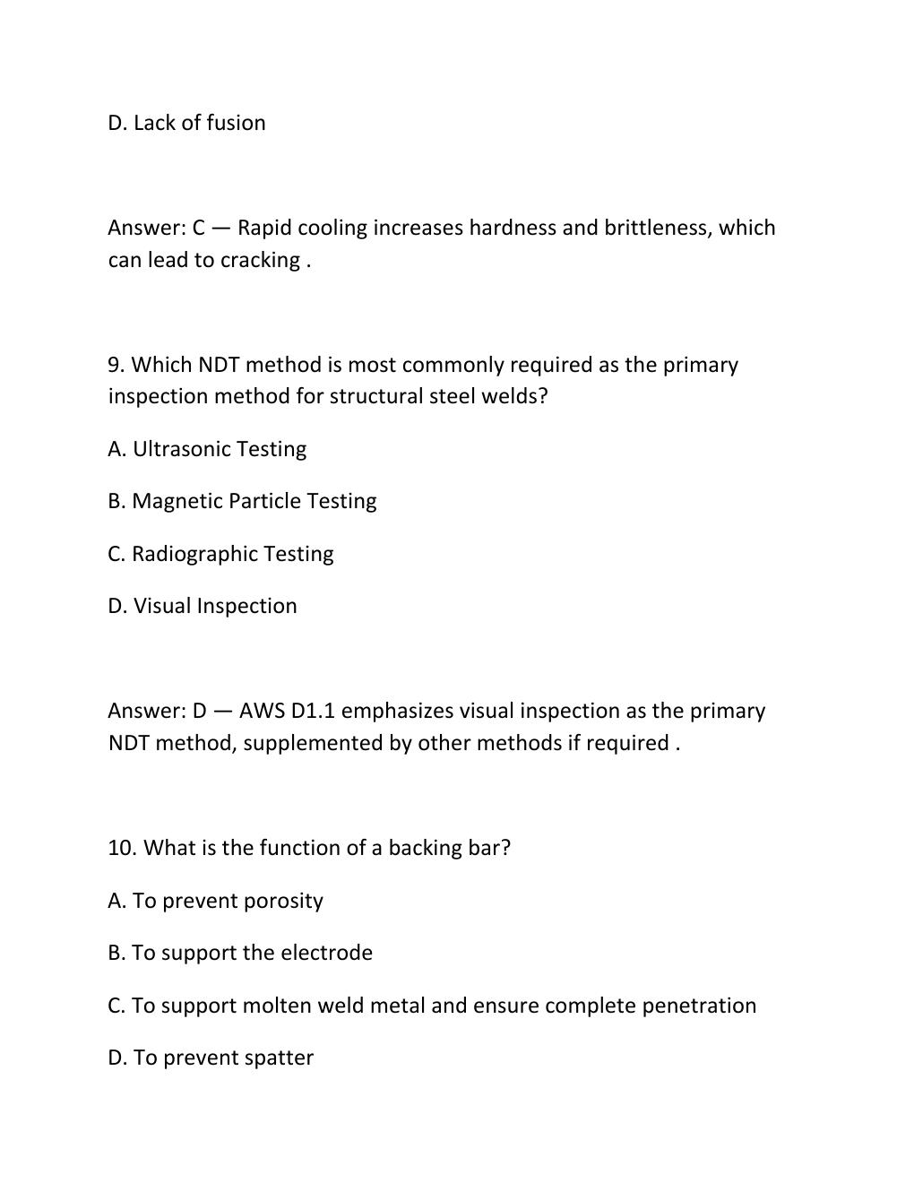 Preview page 5 of Bridge welding certification exam &newline;practice questions and correct answers &newline