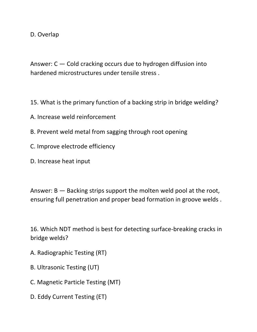 Preview page 8 of Bridge welding certification exam &newline;practice questions and correct answers &newline