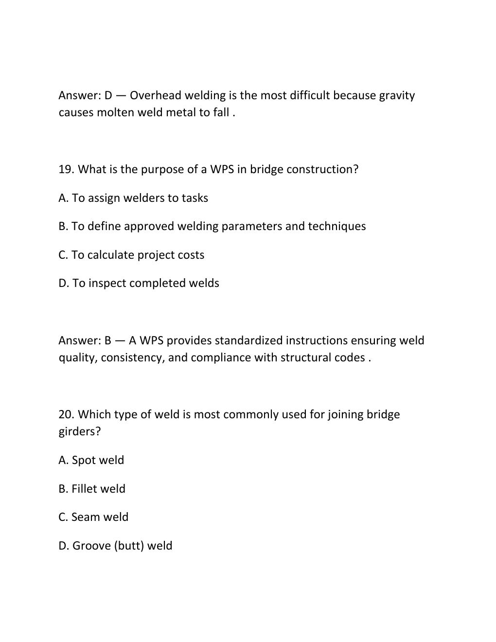 Preview page 10 of Bridge welding certification exam &newline;practice questions and correct answers &newline