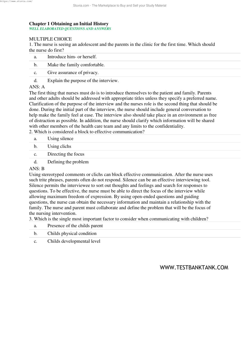 Preview page 2 of Test Bank For Pediatric Primary Care: Practice Guidelines for Nurses: Practice Guidelines for Nurses 5th Edition by Beth