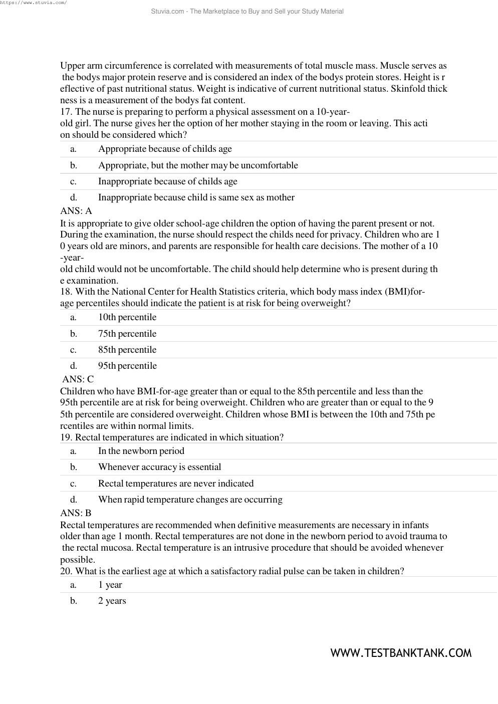 Preview page 7 of Test Bank For Pediatric Primary Care: Practice Guidelines for Nurses: Practice Guidelines for Nurses 5th Edition by Beth