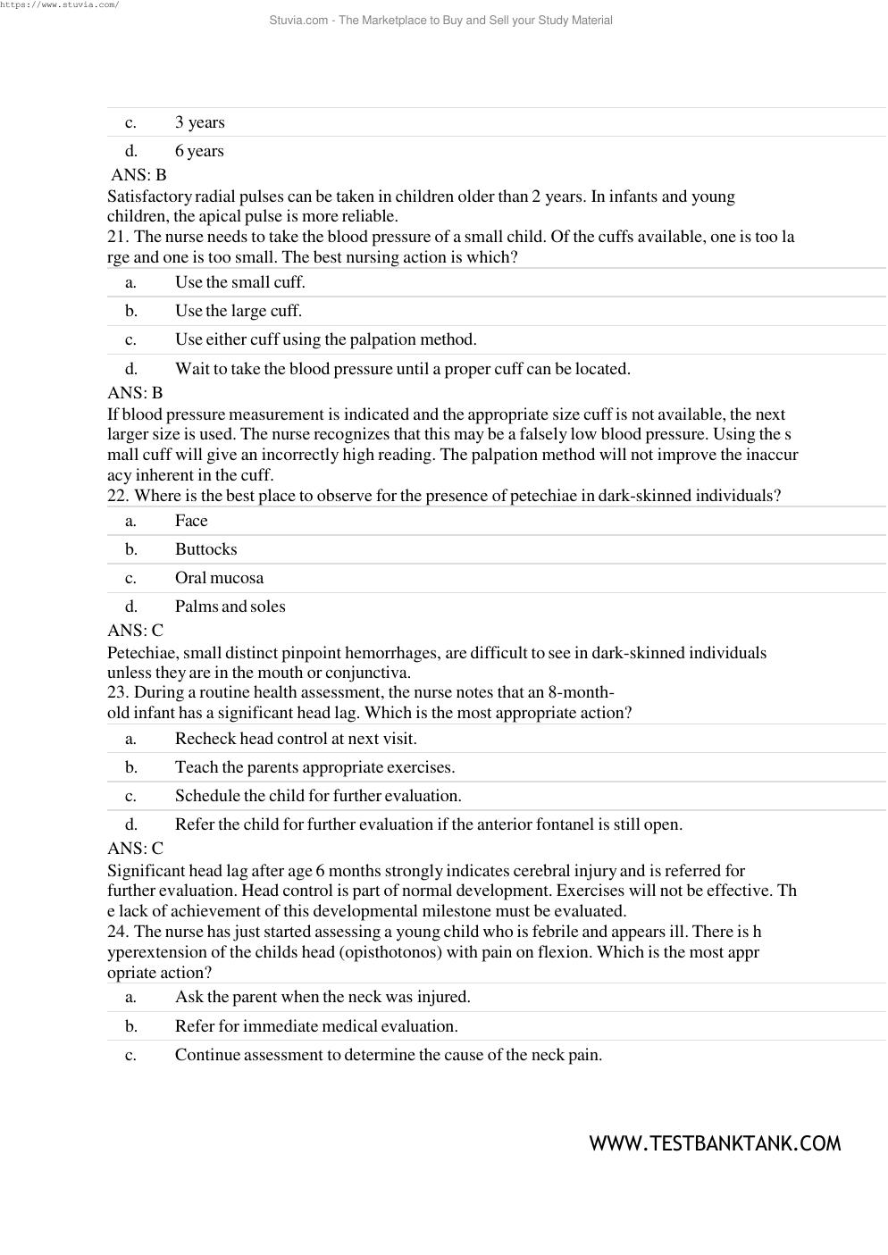Preview page 8 of Test Bank For Pediatric Primary Care: Practice Guidelines for Nurses: Practice Guidelines for Nurses 5th Edition by Beth