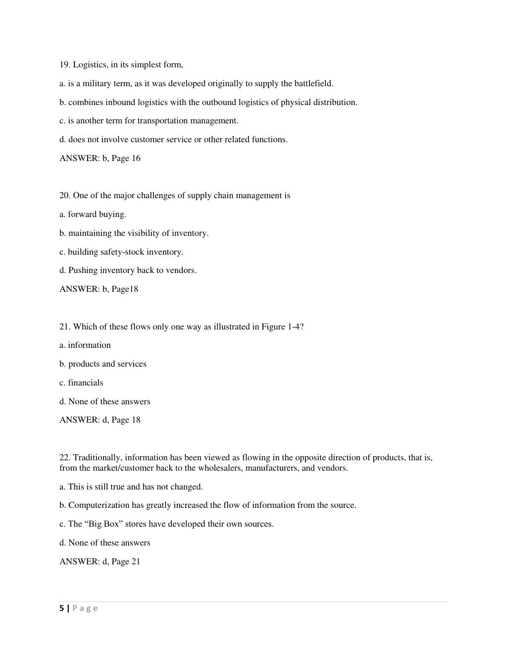 Preview page 5 of Solution Manual for Supply Chain Management: A Logistics Perspective 11th Edition by C. Langley, Robert Novack, Brian Gi