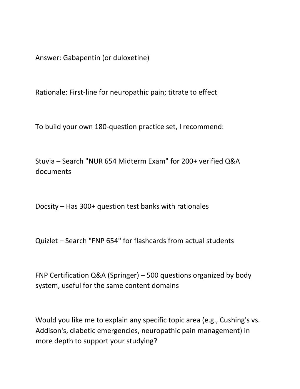 Preview page 3 of NUR 654 Midterm Exam Complete Practice  Questions with Verified Answers