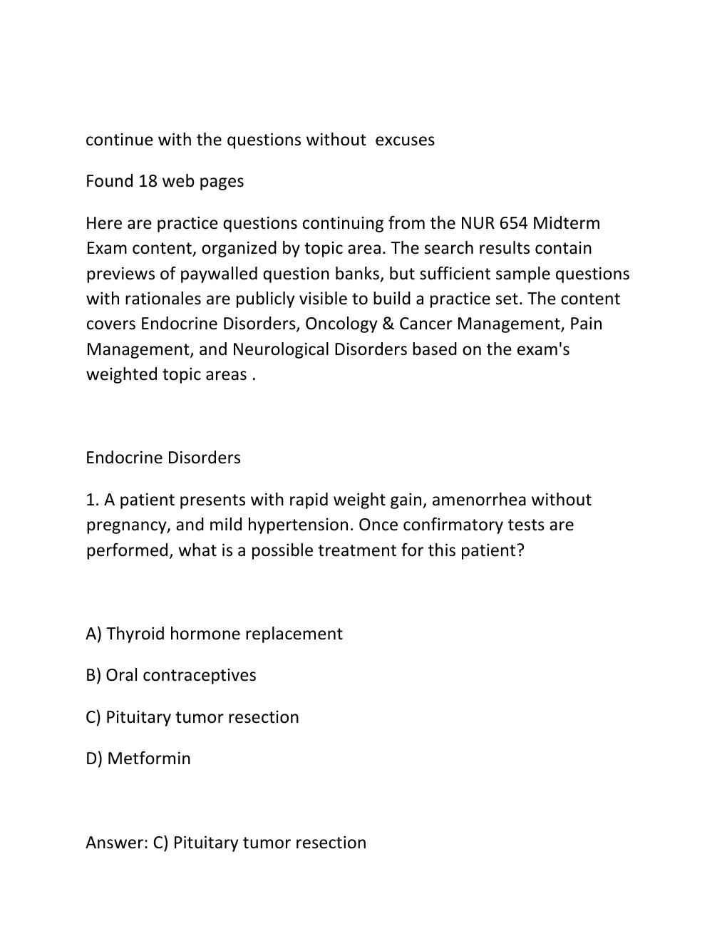 Preview page 4 of NUR 654 Midterm Exam Complete Practice  Questions with Verified Answers