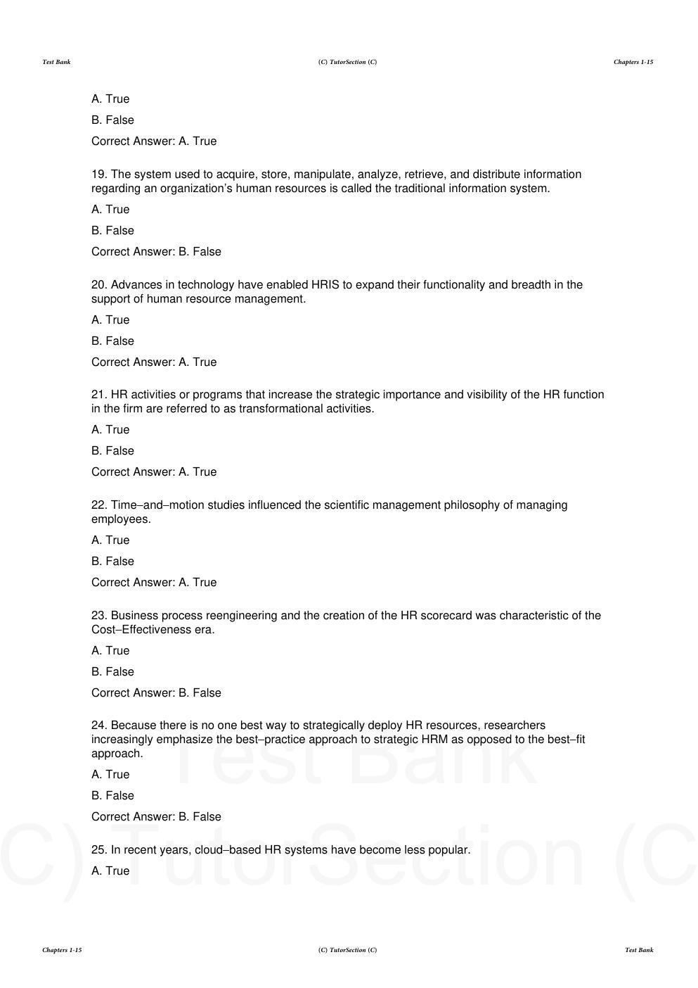 Preview page 4 of Test Bank for Human Resource Information Systems Basics, Applications, and Future Directions 6th Edition By Richard John