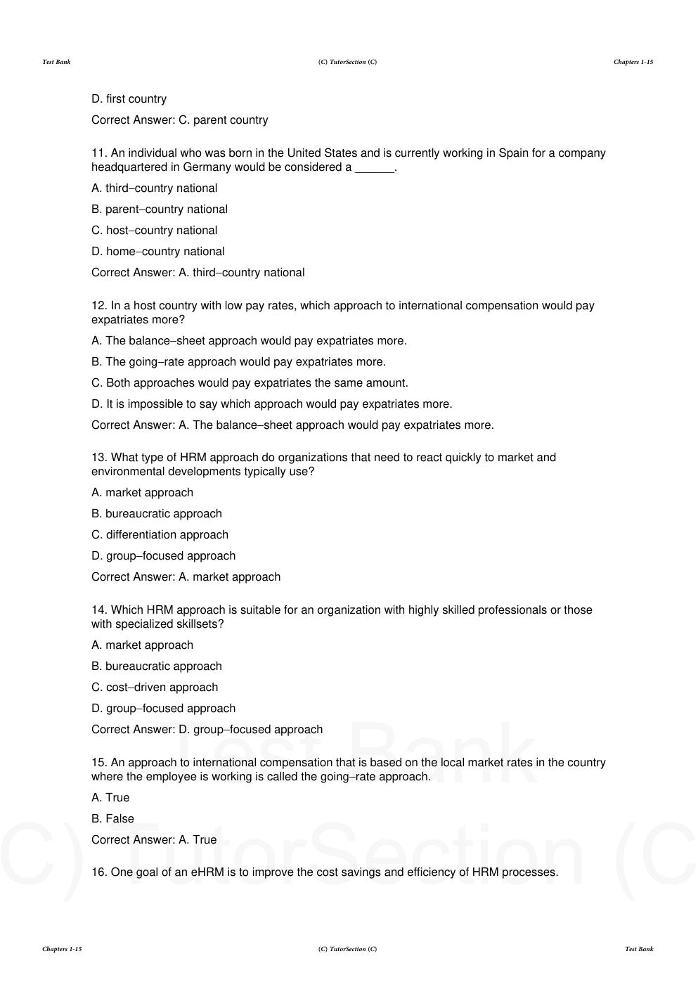 Preview page 9 of Test Bank for Human Resource Information Systems Basics, Applications, and Future Directions 6th Edition By Richard John
