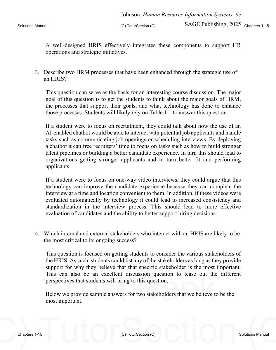 Preview page 3 of Solutions Manual for Human Resource Information Systems Basics, Applications, and Future Directions 6th Edition By Richa