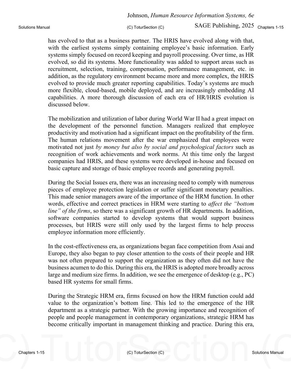 Preview page 6 of Solutions Manual for Human Resource Information Systems Basics, Applications, and Future Directions 6th Edition By Richa