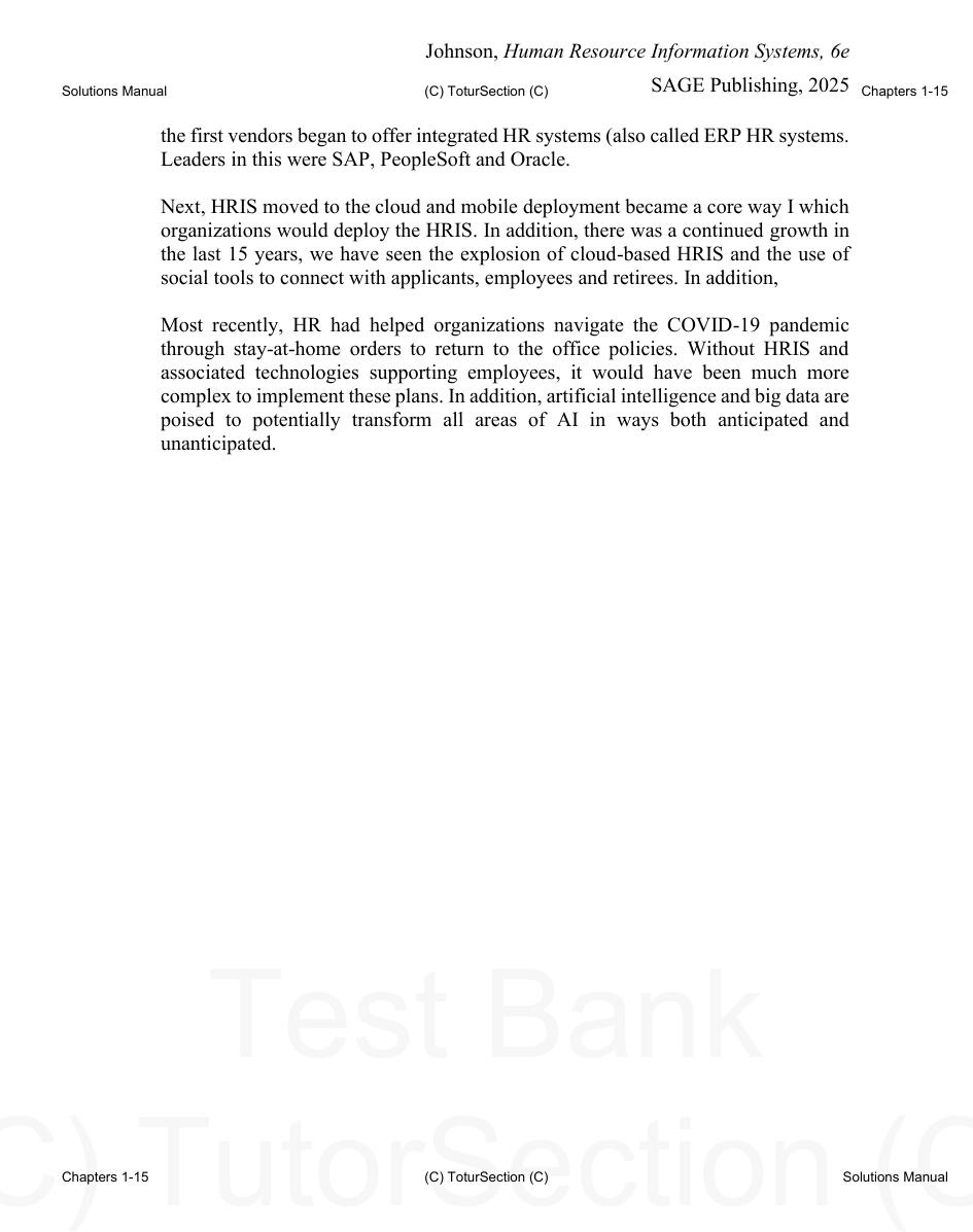 Preview page 7 of Solutions Manual for Human Resource Information Systems Basics, Applications, and Future Directions 6th Edition By Richa